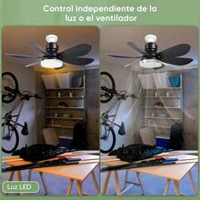 Ventilador de Techo con Luz LED Negro Rosca E27 Ultra Silencioso con Control Remoto Temporizador Aspas Desmontables Instalación Fácil para Hogar Dormitorio Comedor - Tipo de Enchufe A USA (110-127V) - Ver 6
