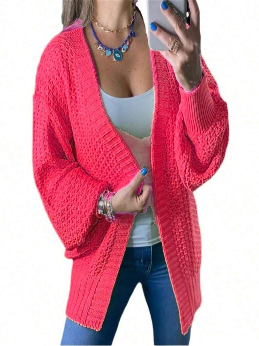 Women Cardigans - Coral Pink - View 1
