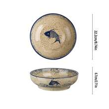 1个9英寸日式陶瓷大号酸鱼汤碗，家用大号鱼盘/海鲜汤碗，可用于微波炉和洗碗机 - 查看 9