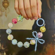 1件欧美时尚丙烯彩绘蝴蝶串珠手链，可爱手机挂绳，钥匙扣吊坠，适合作为学生奖品、朋友生日礼物 - 彩色 - 查看 16