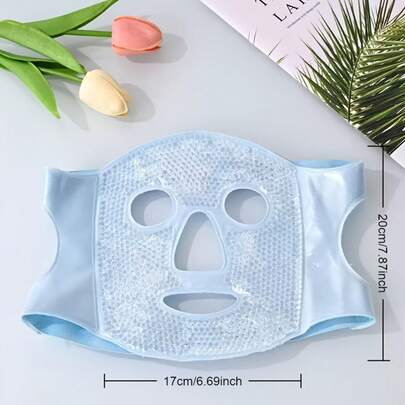 Ice Compress Facial Mask, Suitable For Facial Beauty Treatments, Full-Face Hot And Cold Compress, Ultra-Soft Ice Compress Mask, Christmas Gift, Suitable For Summer Use, Quickly Cools Down Your Face,Could Used For Many Times.