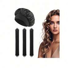 4pcs Hair Styling Set: 1pc Wide-Brim Satin Hat + 3pcs No-Heat Hair Curling Wands. Women Casual Classic Solid Color Elastic Soft Sleep Cap, Shower Cap, Faux Silk Hair Turban Cap With Elastic, Protect Hair From Damage; 3pcs Curling Rods With Hooks, Easy To Create Curls Suitable For All Hair Types, Unisex, Back To School, Travel Holiday Essentials, Hair Accessories For Women, Hair Curlers For Hairdressing Equipment, Accessories, Hair Curl, Curly Hair Tools, Hair Roller, Christmas,Curly Hair, Hair Curler, Hair Rollers, Heatless Curl, Heatless Curls, Rollers, Hair Curlers, Curly Hair Products, Hair Curl, Hair Roller, Rollers For Hair, Curly Hair Tools, Heatless Curlers,Hair, Accessories, Hair Products, Hair Tools, Hair Stuff, Hair Care, Curly Hair Brush, Barber, Barber Accessories, Hairdressing - 彩色 - 查看 17