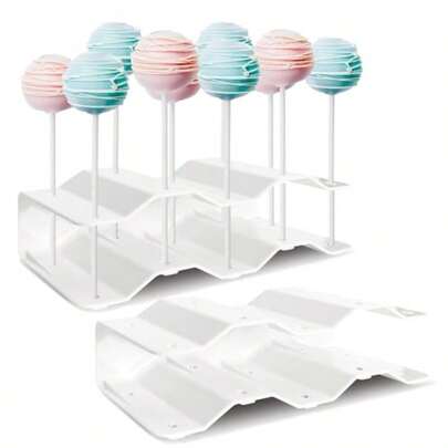 2 Pieces Cake Pop Stands Lollipop Holders Candy Display Stand 10 Holes White For Wedding Birthday Baby Shower Tea Party