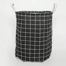 1个家用脏衣篮礼品收纳篮玩具收纳桶格子布脏衣篮大号可折叠防水收纳篮浴室卧室房间收纳篮 - 白色 - 查看 15