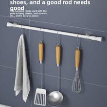 2 móc treo rèm, giá đỡ thanh rèm dán, không cần khoan, dùng để treo rèm cửa, rèm tắm, rèm khăn, rèm cửa ra vào. - nhiều màu - Xem 5