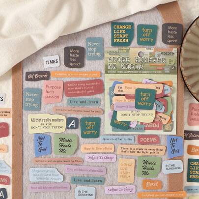 50张/包 英文贴纸，适用于剪贴簿、手账贴纸