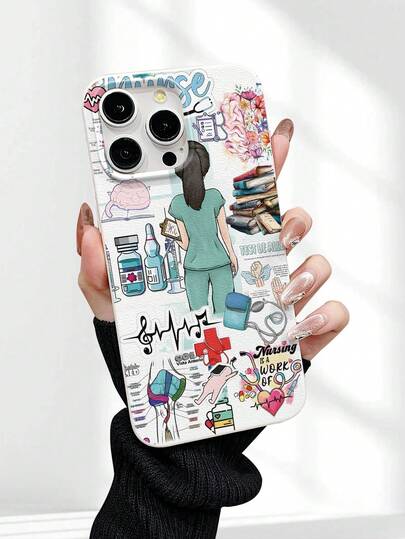 Funda suave a prueba de polvo y resistente al agua con textura de piel de ante blanca, estilo de lujo retro, nueva marca de alta gama con patrón impreso en 2D de tema médico, adecuada como regalo para amigos, familia, parejas, usted mismo, cumpleaños, vacaciones, compatible con iPhone17/16/15/14/13/12/11/Pro/ProMax/X/XR/XS/XSMAX/7/8/PLUS/Air/Se2/3