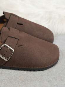 Dép lê đế rộng, chất liệu cork mềm mại, phần trên bằng da lộn, kiểu dáng xỏ chân, đế dày, dép đi ngoài trời che kín ngón chân, dép thời trang cỡ lớn kiểu Âu và Mỹ dành cho mùa hè, phù hợp cho cả nam và nữ, dành cho cả nam và nữ. - Cà phê đen - Xem 7