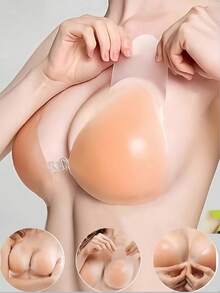 1 Pair Silicone Seamless Backless Invisible Bra With Self-Adhesive Padded Cups - Multicolor - View 1