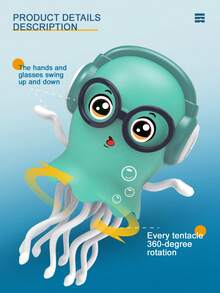 1盒电动跳舞章鱼玩具 - 自动避水母机器人，配备360°旋转轮、LED灯和动感音乐，适合儿童互动玩耍，缓解压力，是送给男孩女孩的最佳节日礼物，需要3节电池（不包含在内），音乐音量较大，不建议长时间玩耍。 - 彩色 - 查看 7