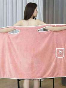 Women's Quick-Dry Bathrobe With Thick Straps - Highly Absorbent Spa And Sauna Dress With Daisy Pockets, Available In Purple, Light Blue And Pink - Soft Polyester Material, Fashionable Style, Spa Towel Dress | Fashionable Bathrobe | Soft Polyester Bathrobe - Multicolor - View 2