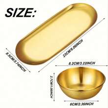 3/6件套豪华金色酱汁碗碟套装，高品质不锈钢调味碟和甜点盘，优雅餐具套装，适合圣诞节/新年/婚礼/派对等场合 - 彩色 - 查看 8