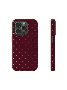 Mocha Cherry Polka Dot Phone Case, Compatible With 17/16/15/14/13/12/11 Pro Max - Multicolor - View 5