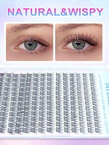 168Pcs D Curl Wispy Lash Clusters 8-16mm Mixed Length, Natural Fluffy Individual Cluster Lashes, Soft Lightweight DIY Eyelash Extensions, Voluminous 3D Effect Single Fake Lashes, Easy To Apply For Home Makeup, Reusable Comfortable Wear False Lashes For Daily & Casual Eye Looks, Beginner-Friendly Lash Extension Clusters - 黑色 - 查看 1