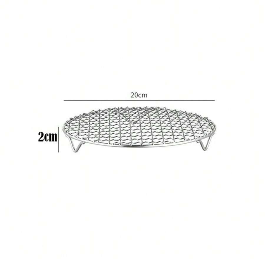 Portable Round Air Fryer Rack, Stackable Stainless Steel Grill With Cooling Rack For Feet, Home Kitchen, Oven, Steamer QYLD - 20 cm - View 1