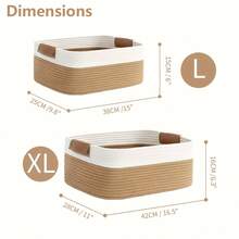 1个手工编织收纳篮，桌面整理篮，适用于浴室、卧室、宿舍、办公室，可收纳玩具、零食，装饰性可折叠绳编篮，桌面装饰 - 彩色 - 查看 2