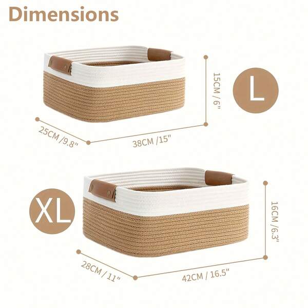سلة تخزين مُنسوجة يدويًا قطعة واحدة، سلة تخزين أدوات المكتب، منظم تخزين مستحضرات التجميل للحمام والغرفة والسكن الجامعي والمكتب، سلة تخزين الألعاب والوجبات الخفيفة، سلة زخرفية منسوجة من الحبال قابلة للطي، ديكور المكتب