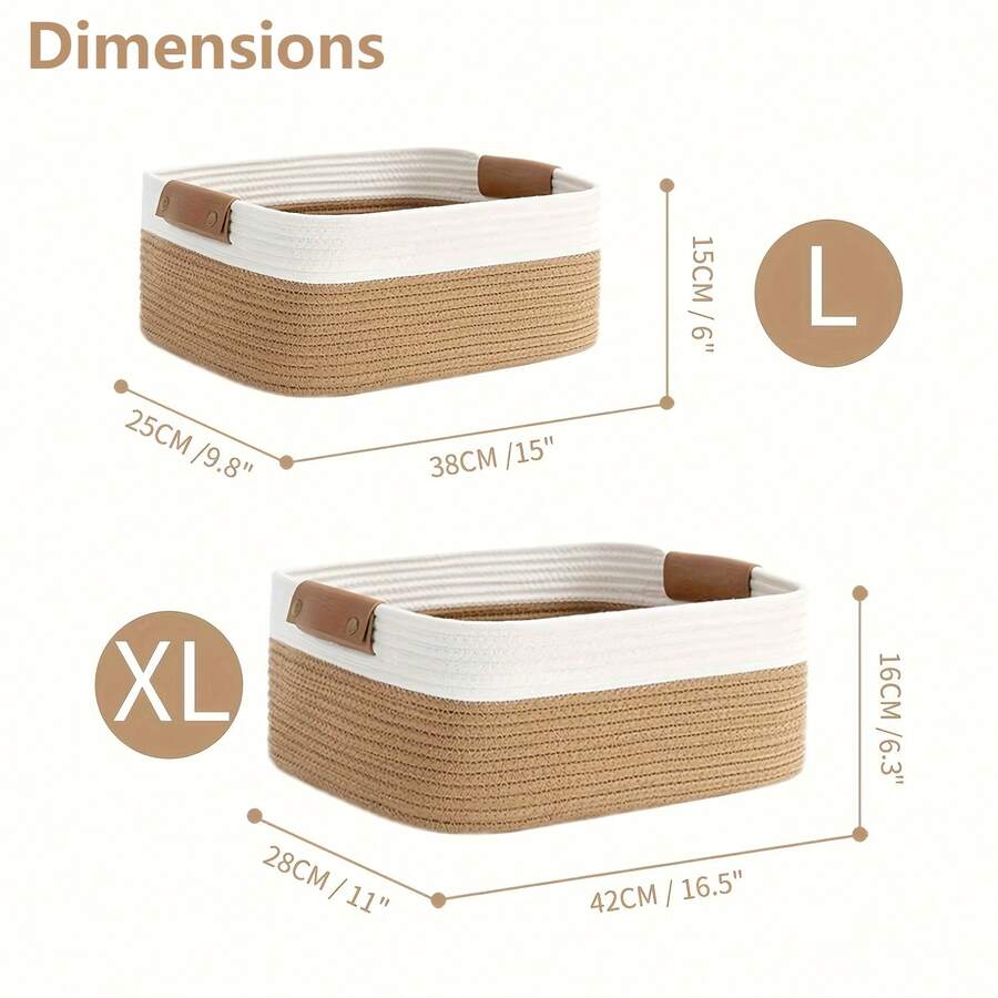 1个手工编织收纳篮，桌面整理篮，适用于浴室、卧室、宿舍、办公室，可收纳玩具、零食，装饰性可折叠绳编篮，桌面装饰