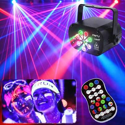 DJ Lights, Disco Party Lights, USB 8-Port Multi-Pattern UV Effect, Remote Voice Control Strobe Lights, Starry Sky Projector Lights, For KTV Bar, Home Party, Halloween, Christmas, Karaoke Club, Camping Decor, Light Show, Atmosphere Lights