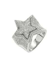 1枚五角星3D立体戒指，微镶嵌全锆石，个性化派对时尚戒指配饰 - 款式1 - 查看 6