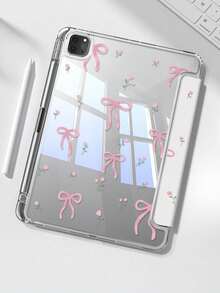 This Beautiful And Cute Cartoon Black Flower Double-Sided Acrylic Crystal Clear Back Cover Is Shock-Resistant And Durable, Suitable For IPad 7th, 8th (10.2 Inch) And 10th Generation. It Has A Built-In Pen Slot, Supports Sleep/Wake Function, And Multiple Folding Stand Modes. It Is An Ideal Choice For Holiday And New Year Gifts. - 查看 1