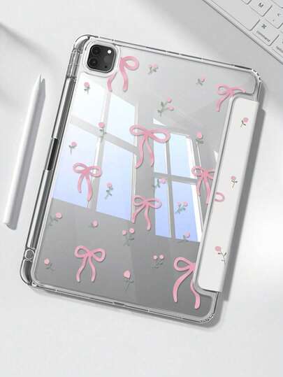 This Beautiful And Cute Cartoon Black Flower Double-Sided Acrylic Crystal Clear Back Cover Is Shock-Resistant And Durable, Suitable For IPad 7th, 8th (10.2 Inch) And 10th Generation. It Has A Built-In Pen Slot, Supports Sleep/Wake Function, And Multiple Folding Stand Modes. It Is An Ideal Choice For Holiday And New Year Gifts.