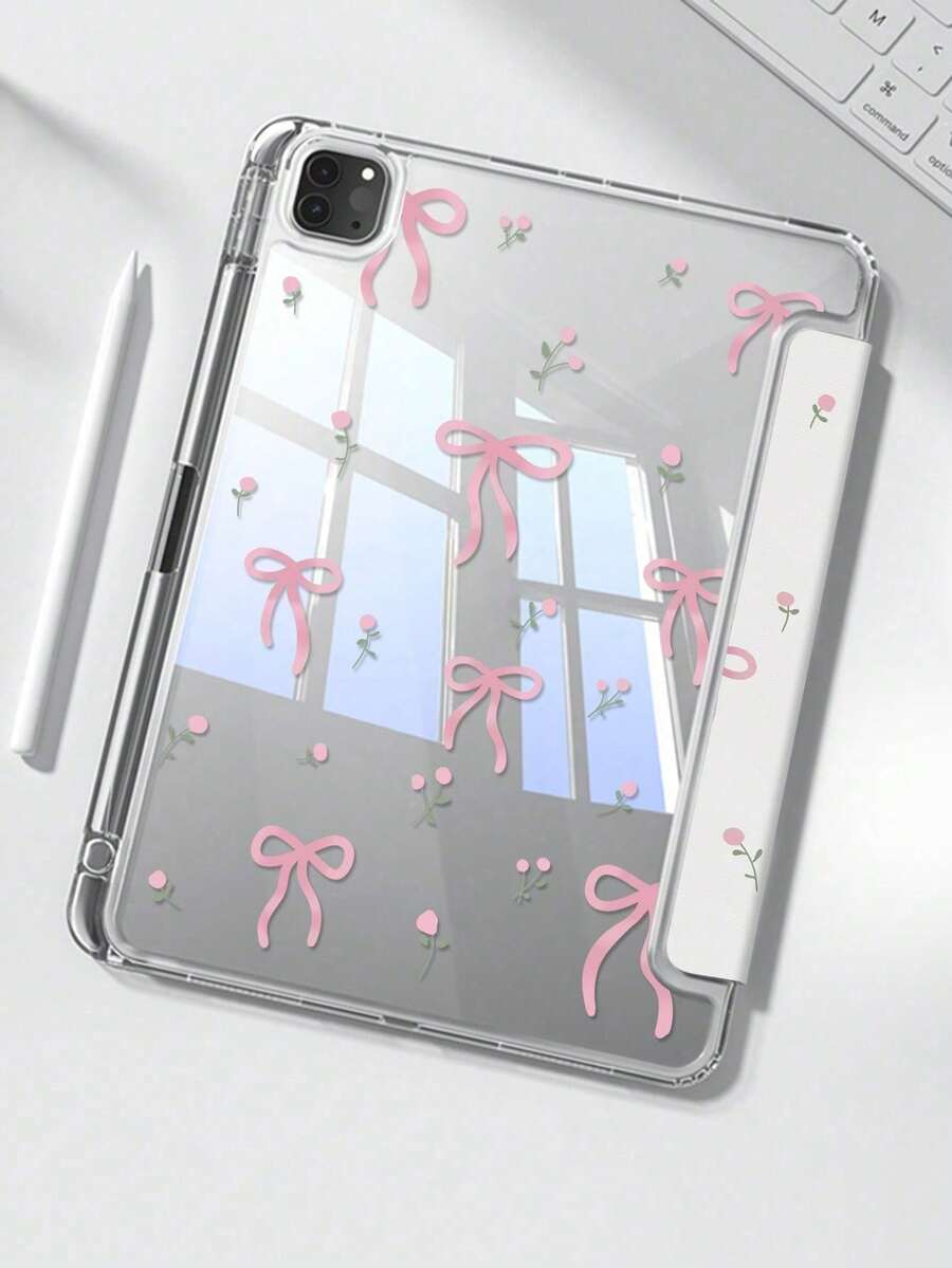 This Beautiful And Cute Cartoon Black Flower Double-Sided Acrylic Crystal Clear Back Cover Is Shock-Resistant And Durable, Suitable For IPad 7th, 8th (10.2 Inch) And 10th Generation. It Has A Built-In Pen Slot, Supports Sleep/Wake Function, And Multiple Folding Stand Modes. It Is An Ideal Choice For Holiday And New Year Gifts. - 查看 1