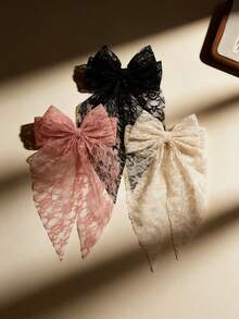 3 Peças Presilhas de Cabelo com Laço de Renda para Mulheres, Acessórios de Cabelo com Fita Longa de Bordado de Fada Doce e Elegante, Design de Bordado de Malha Estilo Floresta, Adereços de Decoração para Casamento e Noiva, Acessórios para Apresentação em Palco, Cosplay e Festa, Adequado para Ocasiões Especiais como Presentes Requintados para Família ou Amigos da Escola - Multicolorido - Visão 3