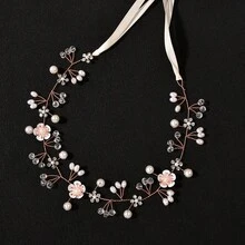 1pc Rhinestone Alloy Handmade Bridal Headband, Wedding Party Accessory - Rose Gold - View 4