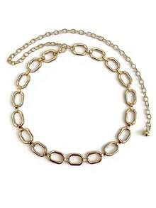 1件夏季女士腰链配饰，西部哥特风装饰，沙滩饰品，千禧金腰带，绿松石腰带，大码女士西部腰带，叛逆舞蹈装饰，身体饰品，复古时尚个性化金属花卉做旧微镶嵌红色仿宝石几何圆形腰链，手工制作的吊链可能存在轻微瑕疵，适合女士日常和派对穿着 - 金色 - 查看 11