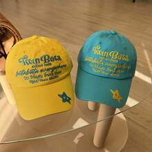 Kawaii Star Patch Washed Cotton Baseball Cap, Y2K Letter Embroidery Adjustable Sun Hat For Women Men Streetwear - A - View 9