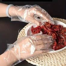 200pcs Transparent Disposable PE Gloves, Lightweight & Sanitary Kitchen Supplies For Food Handling - Outer Packaging In Three Random Colors - View 6