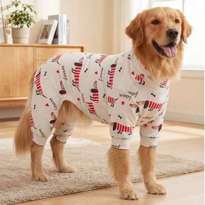 Dog Summer Shedding Hair Control Pajamas - Breathable High Stretch Full Coverage Pet Rompers, Summer Anti Licking & Bug Protective Jumpsuit For Medium Large Dogs, All Over Printing Dog Clothes - Cute Dog Dachshund Pattern