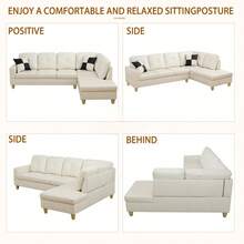 Dark Brown 97"W Modern L-Shaped Sectional Sofa Set, Synthetic Leather Left-Facing Chaise Lounge Corner Couch, Tool-Free Assembly Modular Sleeper Sofa, Space Saving Multi-Functional Living Room Furniture For Apartments And Offices - Trắng-1 - Xem 8