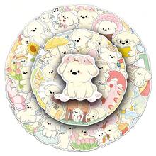 50张原创春季小狗乙烯基贴纸，美观实用，适用于剪贴簿、日记、保险杠、滑板、水瓶、头盔、水杯、汽车贴纸等。 - 彩色 - 查看 1