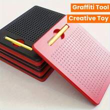 1 pieza Pincel magnético con bola rodante, fácil de dibujar líneas en la pizarra, limpiar para cambiar patrones, reutilizable, pizarra magnética portátil con bolas de acero suave, escritura digital, regalo de cumpleaños/festividad, obsequio - Multicolor - Ver 2