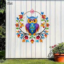 1pc Boho Style Owl Wall Decor - Multicolor Floral Pattern In Pink, Orange, Green, Blue, Purple - Lightweight Indoor/Outdoor Decoration For Living Room, Garden, Fence - No Electricity Needed, Flat Back For Easy Installation - Housewarming Gift, Home & Office Decor, Vibrant Art Piece, Durable Plastic, Perfect For Garden Enthusiasts, 2D Flat Design - Bohemian Style Owl Wall Decoration - View 2
