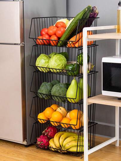 Large-Capacity Floor-Standing Fruit And Vegetable Storage Rack, Kitchen Storage Rack, With Detachable Baskets, Multi-Layer Floor-Standing Storage Rack For Storing Vegetables, Fruits, And Pantry Items-Heavy-Duty Metal Wire Basket Agricultural Product Storage Rack.