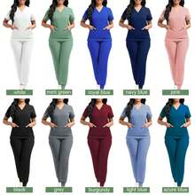 Scrubs Women Beauty SPA Uniform Pet Clinic Store Veterinary Dentistry Work Clothes Set High-Quality Medical Nurse Uniform Unisex - 42109-皇家藍 - 查看 5