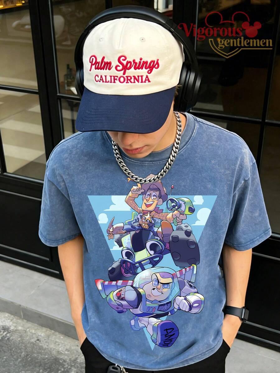 Disney Characters Bible Affirmations Vintage Wash T-Shirt - Royal Blue - View 1