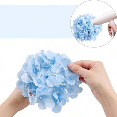 5/10/20pcs Hydrangea Artificial Flower Heads With Stems, Fake Hydrangea Flowers For Home Office Party Wedding Decoration, Blue Fake Flowers For Home Room Table Garden Decor, Spring Decoration, Valentine's Day Gift