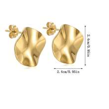 Round Wave-Shaped Earrings, With A Simple Geometric Style, Suitable For Both Parties And Daily Wear - Gold - View 11