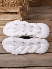 1双女士轻便防滑透气休闲系带跑步运动鞋 - 墨綠色 - 查看 6