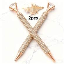 2 chiếc bút bi đính đá pha lê, kim loại sáng bóng, mực đen 1.0mm, quà tặng đám cưới, quà tặng cho cô dâu. - Nhiều màu - Xem 4
