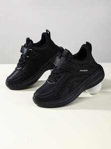 1 Pair Children's PU Leather Sports Shoes, Suitable For Boys And Girls, Slip-On, Cute, Suitable For Daily Sports And Casual Wear, Spring/Summer - Black - View 6