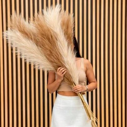 43"/3.6 Ft Faux Tall 3Pcs Fluffy Large Pampas Grass Boho Decor-Floral Pompas Stems For Decoration-Feather Floor Vase Filler-Long Artificial Fake Dried Flowers For Home And Room Beige And Brown