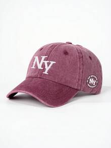 1pc Embroidered NY Washed Baseball Cap, Adjustable Outdoor Sun Protection Casual Hat Suitable For Spring/Autumn Travel Beach, Y2K Style Cap,Summer,Holiday,Festival - Baseball Cap - View 20