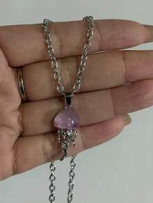 Dây chuyền mặt hình sứa đơn giản dùng hàng ngày, dây thép không gỉ, trang sức thời trang, quà tặng mặt dây chuyền hình sinh vật biển dành cho nam và nữ. - sứa - Xem 5