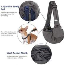 Lukovee Cangureras para llevar Perros Mochila Porta Mascotas Ajustables Correa Bolsa Frontal de Algodón Transpirable Cinturón de  para Perros y Gatos Pequeños Lavable a Máquina Hasta 9 lbs/ 4kg Negro - Gris - Ver 3