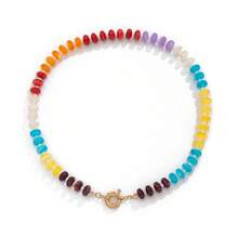 1pc Women's Refreshing Rainbow Acrylic Beaded Choker Necklace, Sweet Dopamine Inspired Necklace, Suitable For Daily Wear - Multicolor - View 9